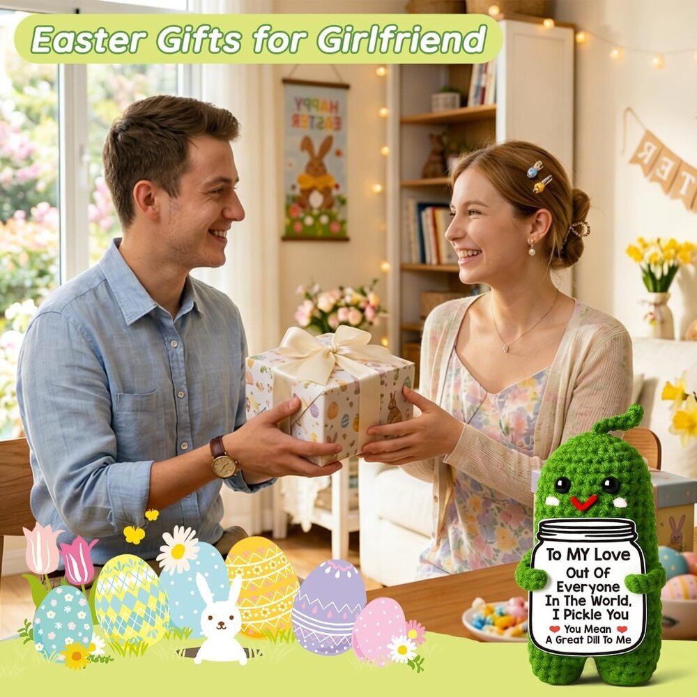 Handmade Crochet Pickle Gifts for Him Her Boyfriend Girlfriend Cute Décor Green - Picture 3 of 6